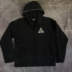 Men's Palace 3M Black Crank Full Zip Up Windbreaker Lightweight Jacket Sz M FW17